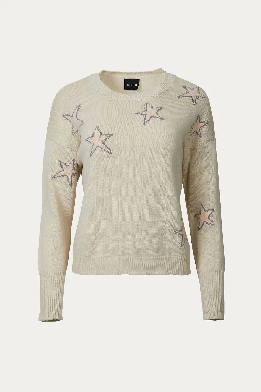 Women's Low-Waisted Denim Pullovers-Intarsia-Knit Cotton Sweater In Taupe