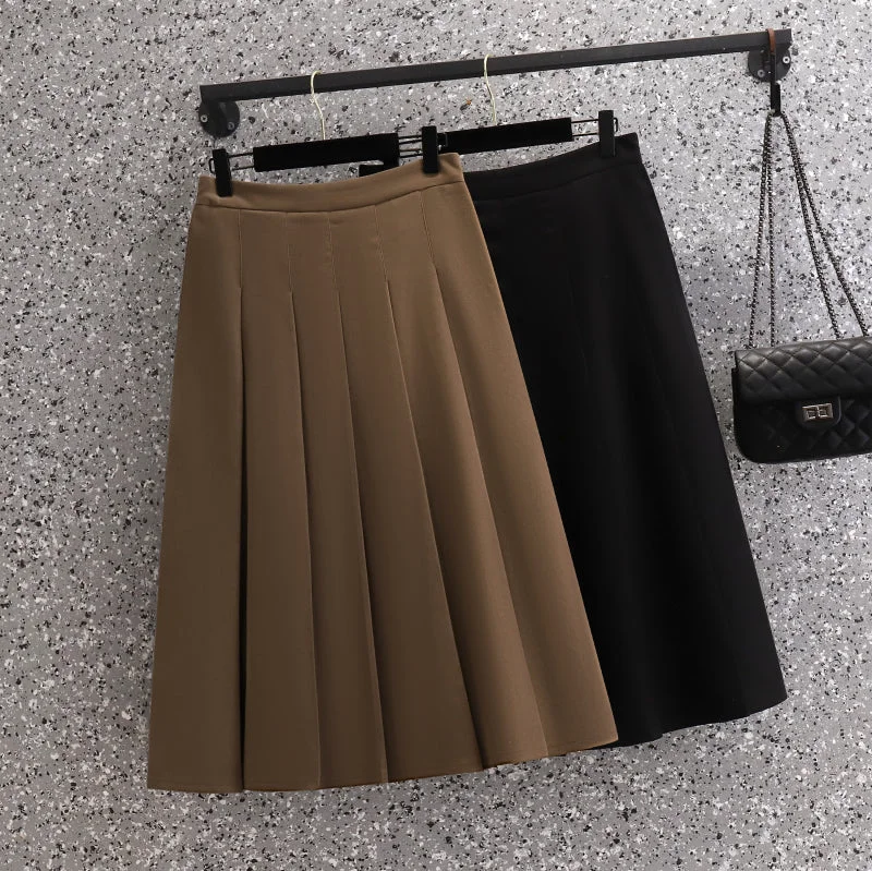 Women's Maxi Skirts-Plus Size Pleat Skirt