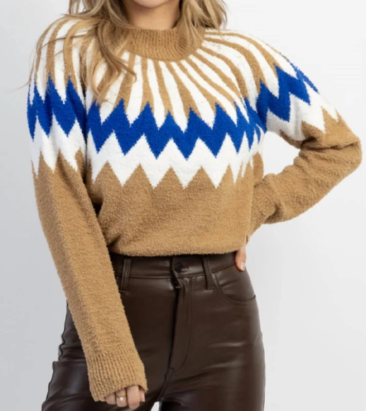 Women's Lace Pleated Pullovers-Tis The Starburst Sweater In Beige