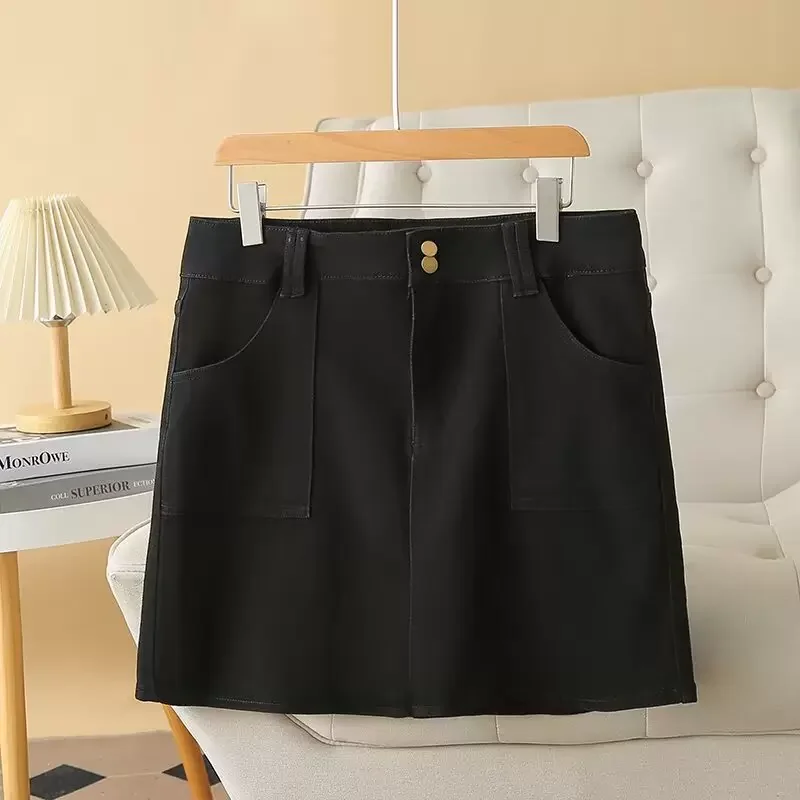 Women's Fleece Ruffle Skirts-Plus Size Utility Short Denim Skirt