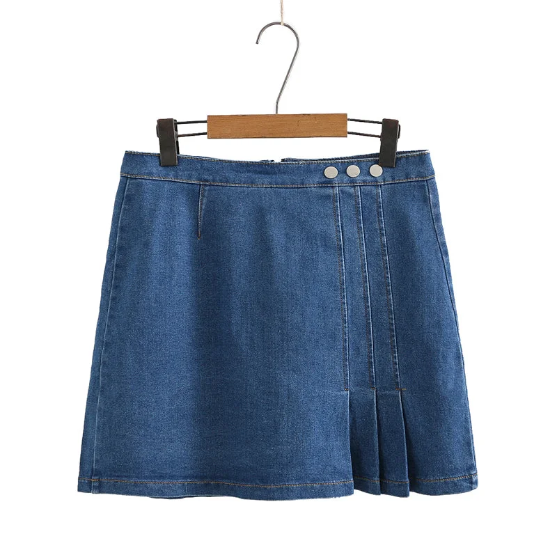 Women's High-Waisted Pleated Skirts-(Ready Stock 3XL - 1 Pc) Plus Size Denim Pleat Mini Skirt