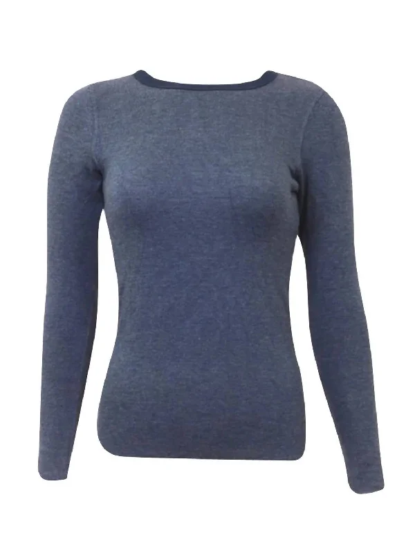 Women's Thermal Pencil Pullovers-Crew Neck Sweater In Dusk