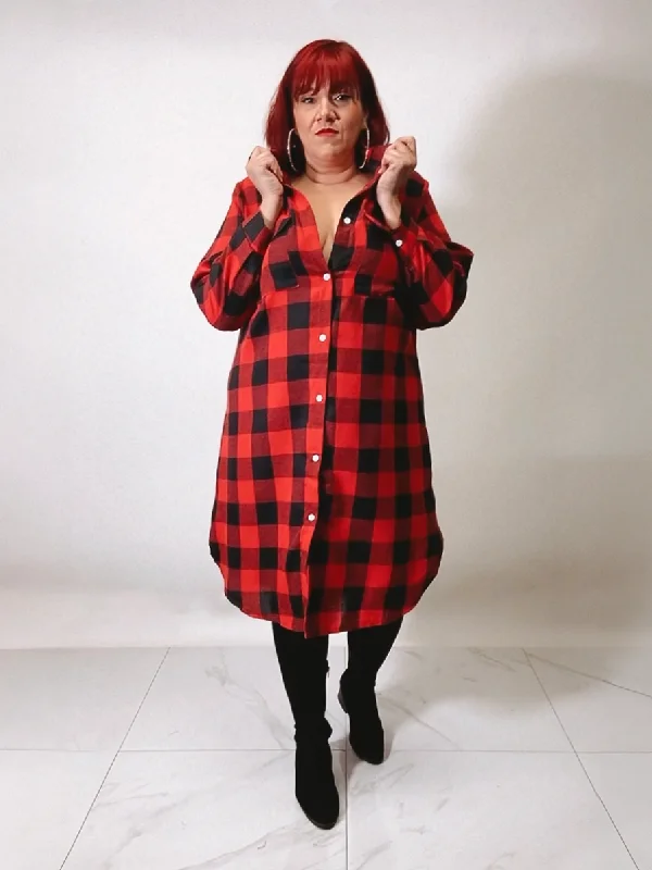 Edna Plus Size Long Plaid Shirt