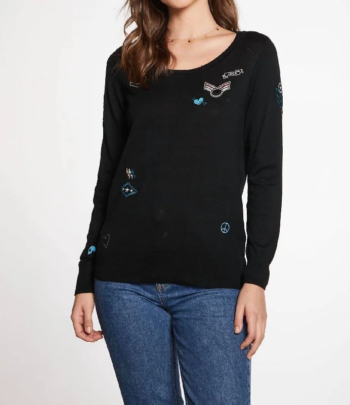 Women's Quick-Dry Pullovers-Love Sweater In Black