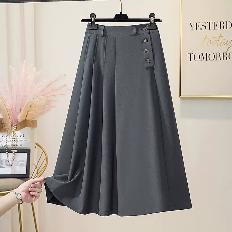 Women's Shimmer Denim Skirts-Plus Size Trouser Pleat Skirt