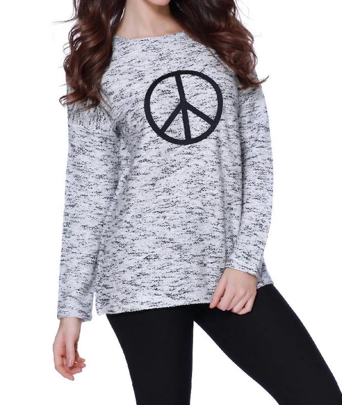 Women's Sequin Floral Pullovers-Peace Pullover In Blackwhite (A/s)