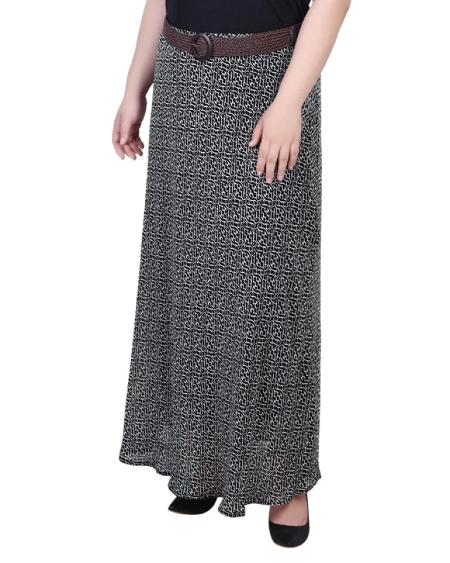 Women's High-Waisted A-Line Skirts-Plus Size Chiffon Maxi Skirt