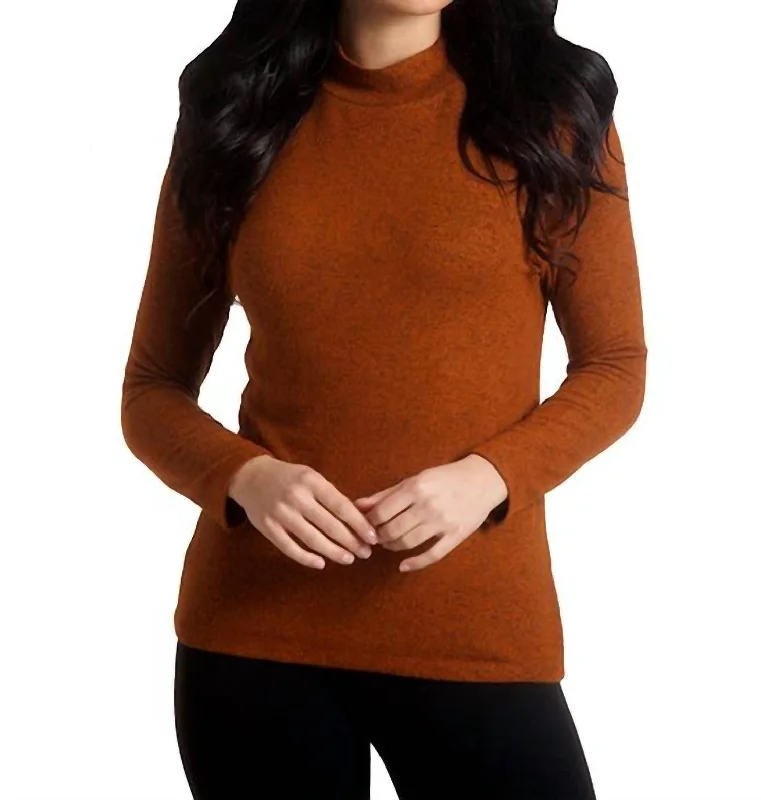 Women's Abstract Pullovers-Supersoft Mock Neck Pullover In Spice