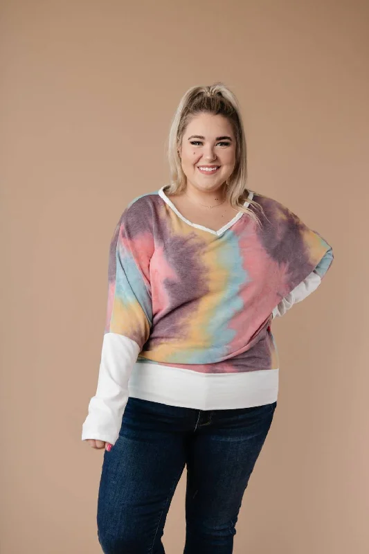 Women's Windproof Pullovers-Whitney Wide V Tie Dye Pullover In Multi