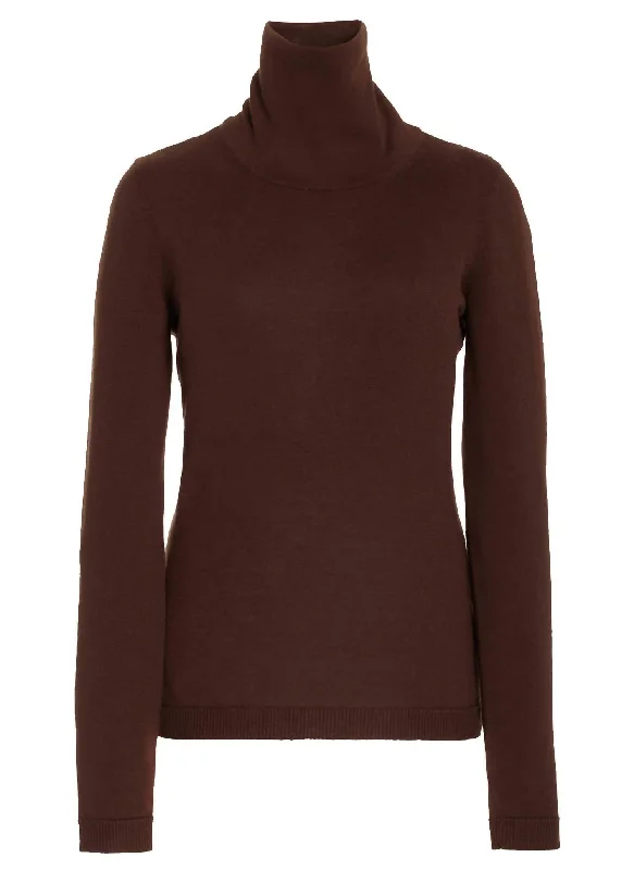 Women's Slim Fit Pullovers-The Ashlie Cashmere Turtleneck In Chicory