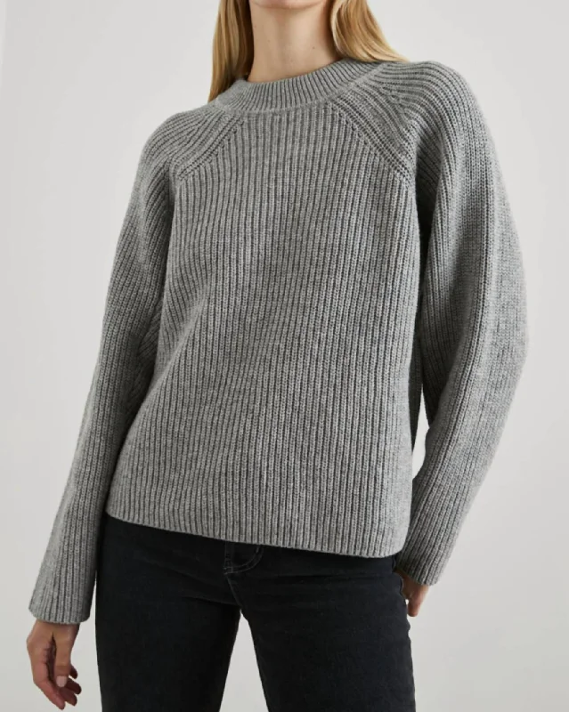 Women's Fleece Pleated Pullovers-Rita Sweater In Heather Grey