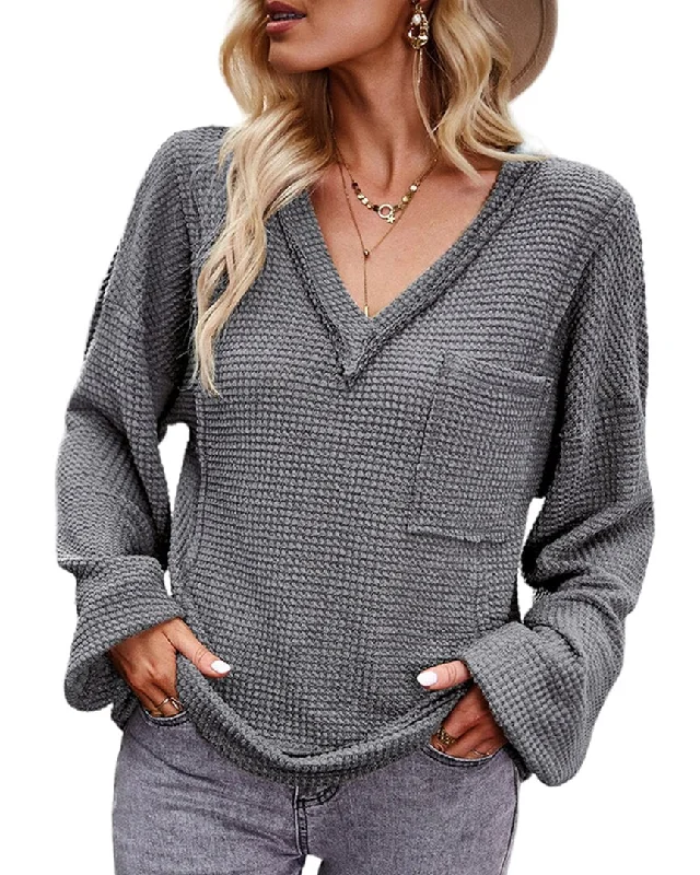 Women's Metallic Denim Pullovers-DELI S Sweater