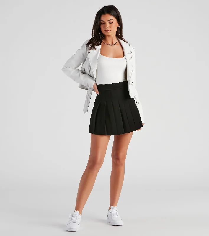 Women's Straight Skirts-Cheer Spirit Ponte Pleated Skirt