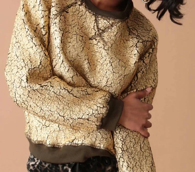 Women's Solid Color Pullovers-Ronan Pullover In Metallic Gold