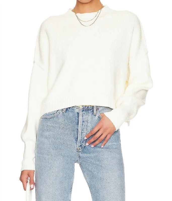 Women's Fringe Ruffle Pullovers-Easy Street Crop Pullover In Moonglow