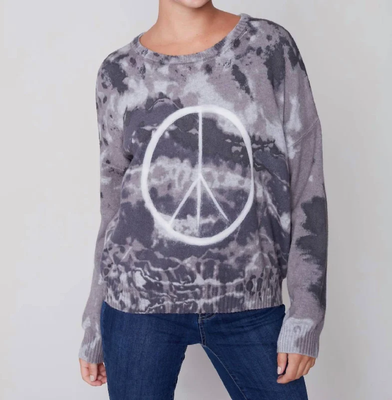 Women's Hiking Pullovers-Printed Sweater In Charcoal