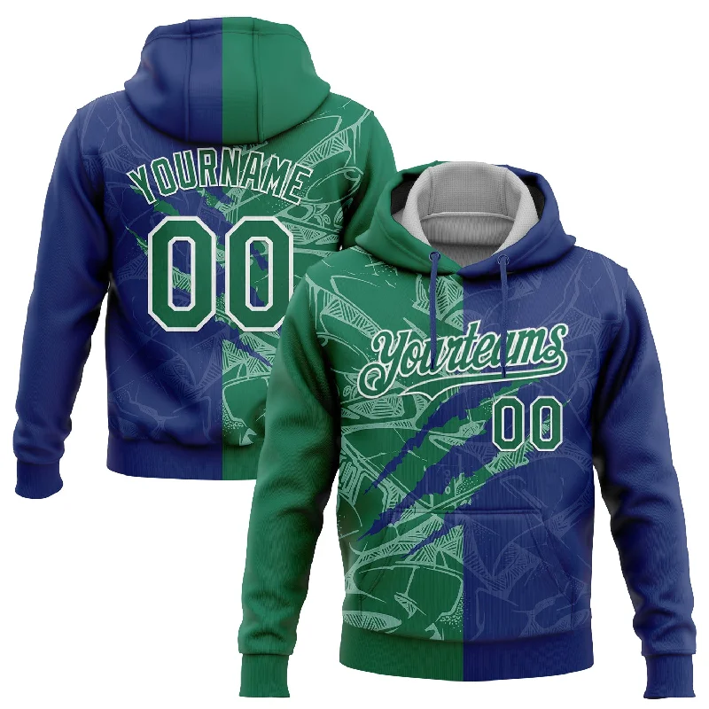 Women's Slim Fit Hoodies-Custom Stitched Graffiti Pattern Kelly Green Royal-Gray 3D Scratch Sports Pullover Sweatshirt Hoodie