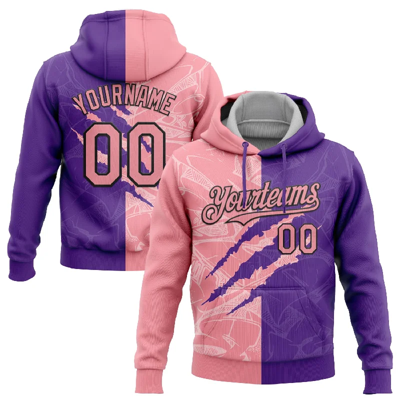 Women's Paisley Print Hoodies-Custom Stitched Graffiti Pattern Medium Pink Purple-Black 3D Scratch Sports Pullover Sweatshirt Hoodie