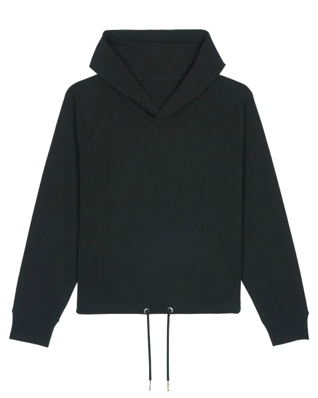 Women's Slit Hem Hoodies-Women's Stella Bower Cropped Hoodie | BLACK