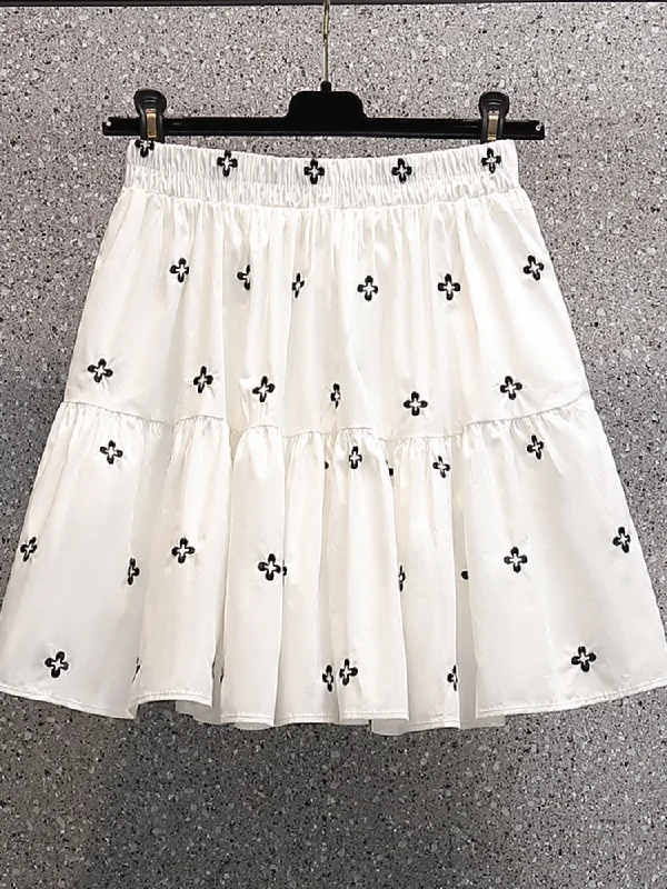 Women's Abstract Skirts-Plus Size Floral Korean Short Flounce Skirt