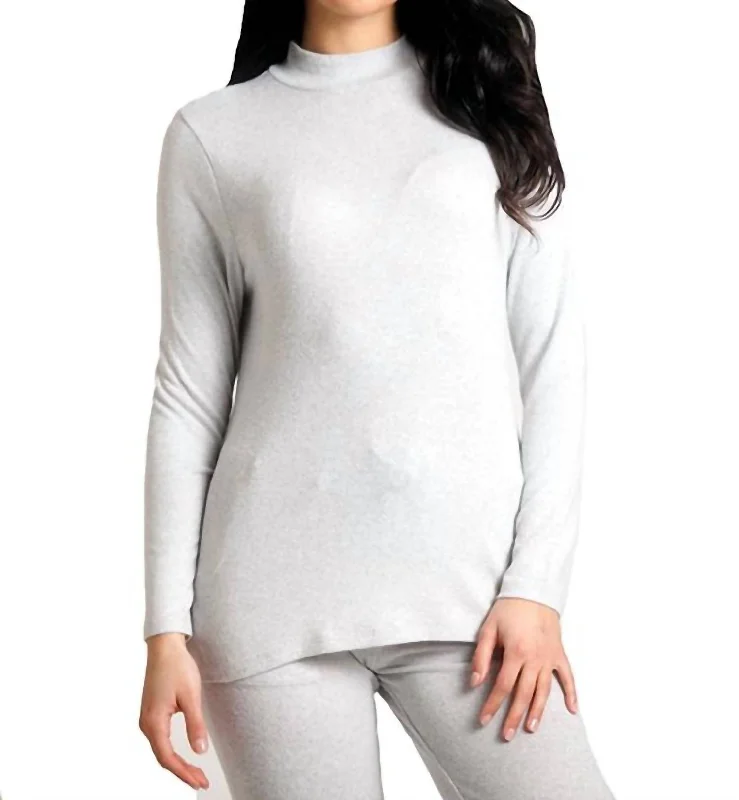 Women's Zip-Up Denim Pullovers-Supersoft Mock Neck Pullover In Frost