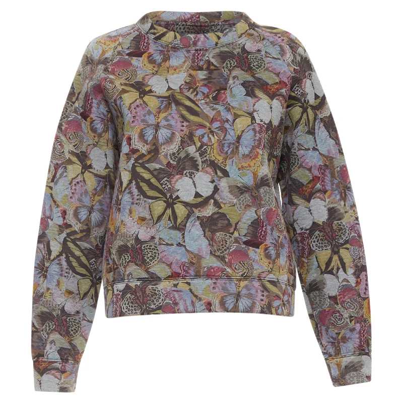 Women's Cotton Pullovers-Valentino multicolor butterfly print pullover sweater