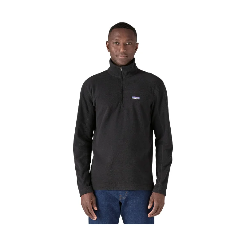 Women's Zip-Up Pleated Pullovers-Patagonia Men's Micro D Fleece Pullover - Black