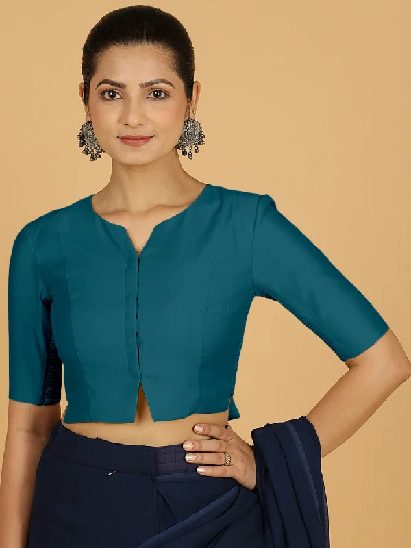 Rekha x Rozaana | Long Saree Blouse in Crystal Teal