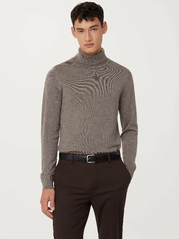 Women's Formal Pullovers-The Merino Wool Turtleneck  in Dark Taupe