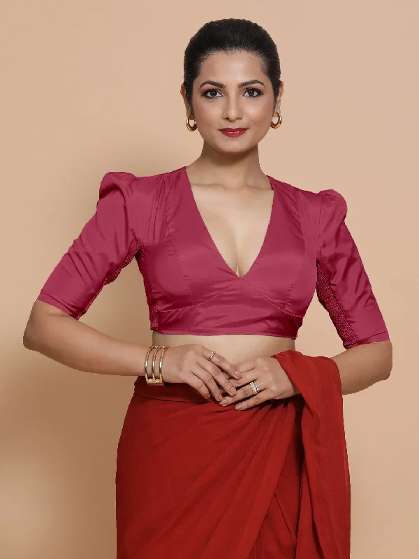 Pavani x Rozaana | Rani Pink Art Silk Saree Blouse