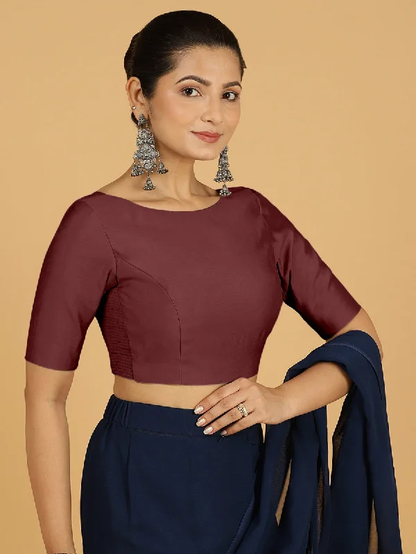 Trisha x Rozaana |  Saree Blouse in Deep Maroon