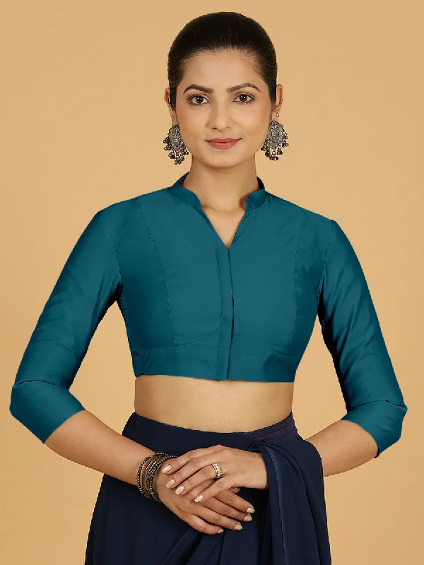 Maya x Rozaana | Three Quarter Sleeves Saree Blouse in Crystal Teal