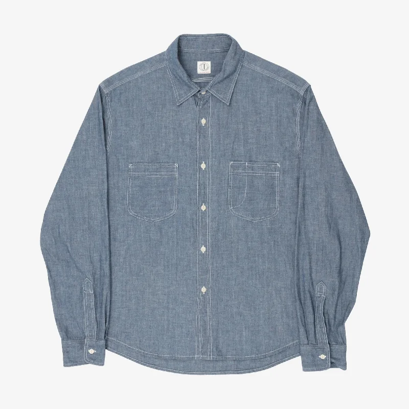 Women's Tulle Pleated Pullovers-Chambray Work Shirt