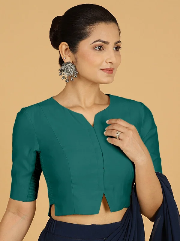 Rekha x Rozaana | Long Saree Blouse in Peacock Green