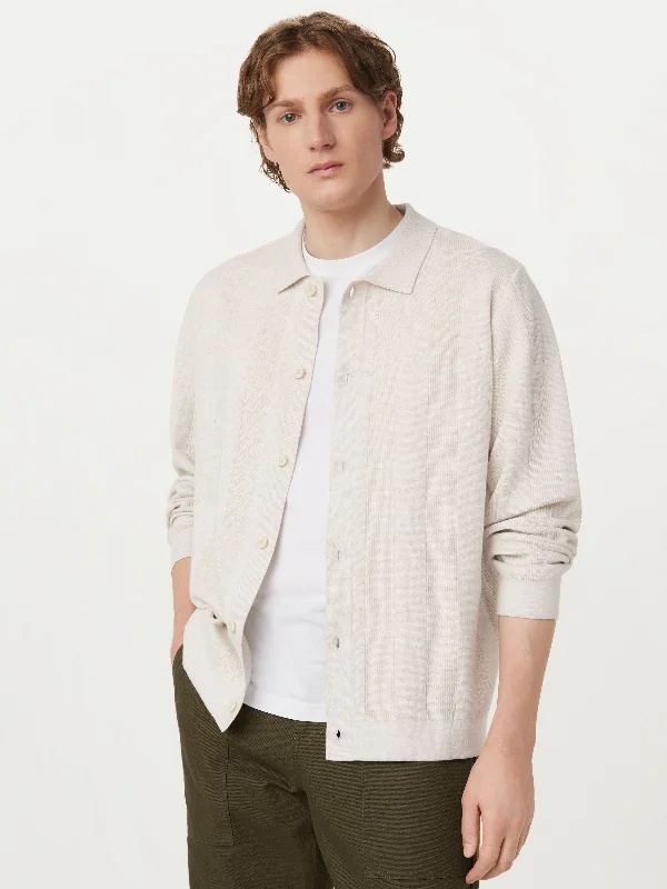 Women's Cotton Pullovers-The Knit Overshirt in Cream