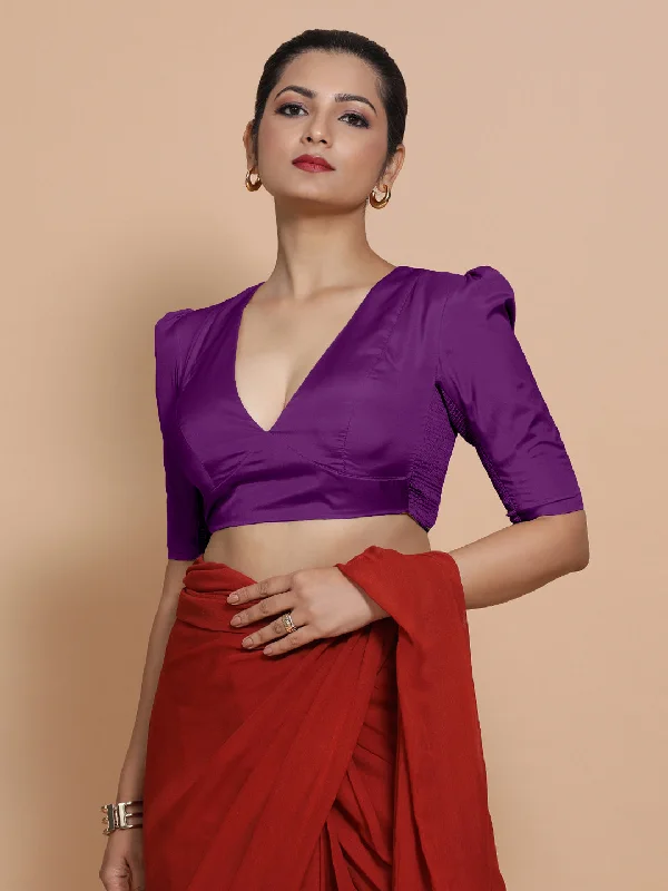 Pavani x Rozaana | Purple Art Silk Saree Blouse