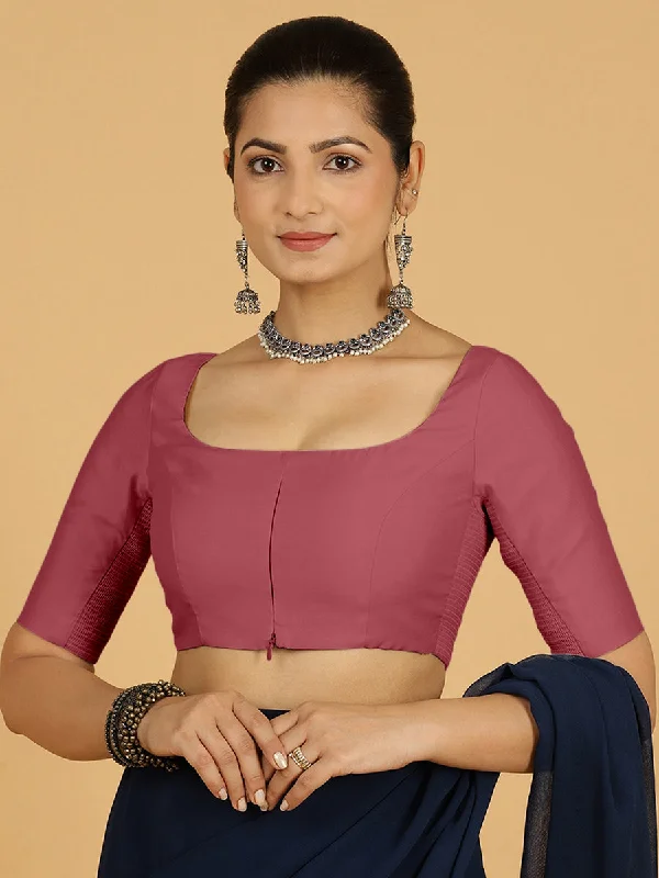 Nidhi x Rozaana | Elbow Sleeves Saree Blouse in Rose Pink