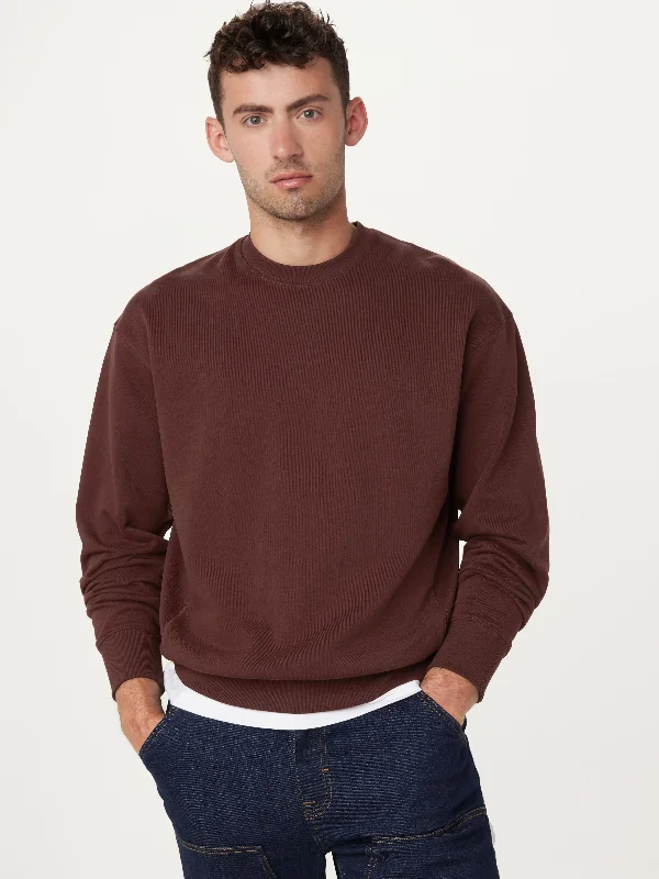 Women's Metallic Pencil Pullovers-The French Terry Sweatshirt in Bordeaux