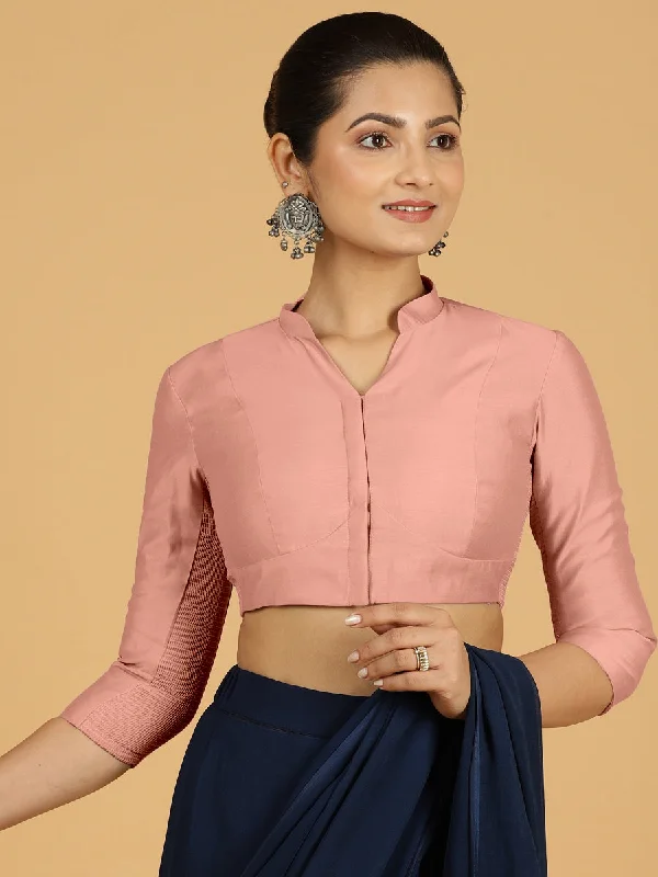 Maya x Rozaana | Three Quarter Sleeves Saree Blouse in Sea Pink