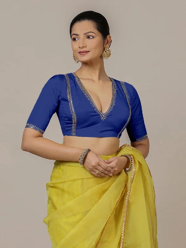 Zohra x Luxe | Cobalt Blue Saree Blouse w/ FlexiFit™ Side Seam