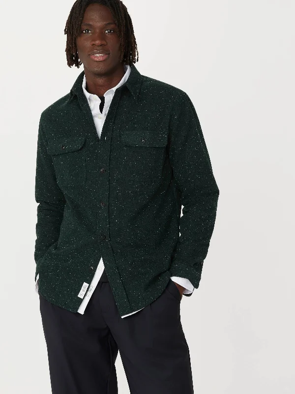 Women's Fleece Ruffle Pullovers-The Neppy Flannel Shirt  in Forest Green