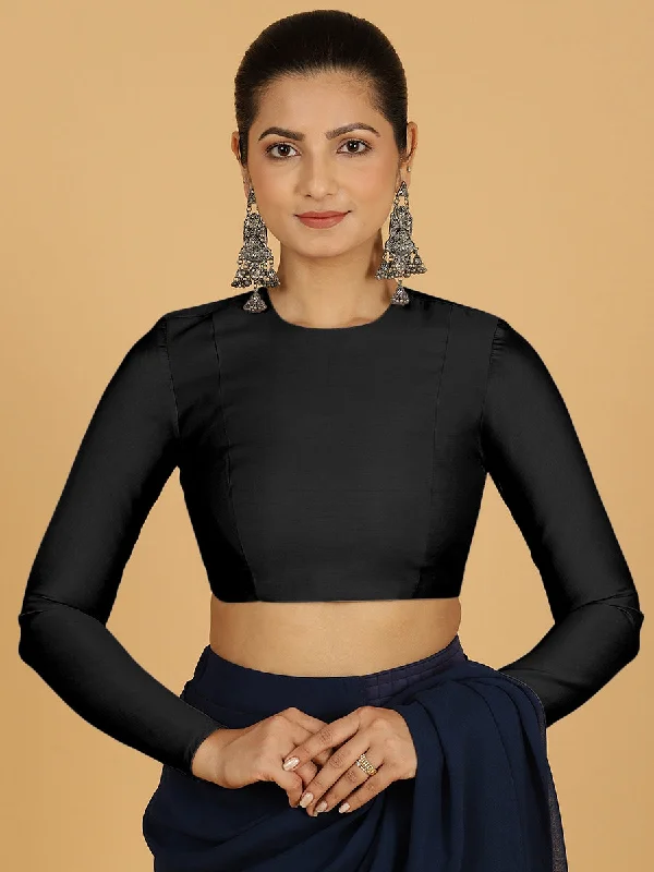 Jaya x Rozaana |  Saree Blouse in Raven Black