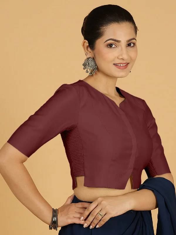 Rekha x Rozaana | Long Saree Blouse in Deep Maroon