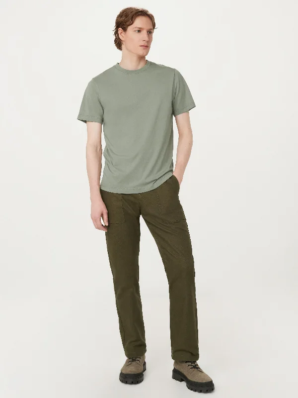 Women's Metallic Pleated Pullovers-The Essential Slim T-Shirt in Vetiver Green