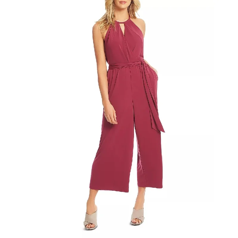 Women's Casual Brunch Print Dresses-1.STATE Women's Belted Wide-Leg Jumpsuit Berry Charming Size Medium - Pink