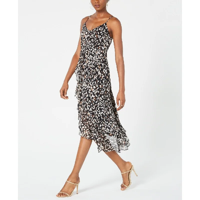 Women's Casual Empire Waist Dresses-19 Cooper Women's Animal-Print High-Low Dress Black Size Extra Small