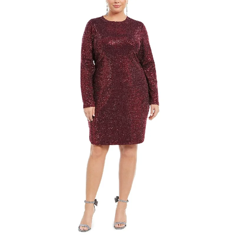 Women's Casual Midi Floral Dresses-B Darlin Women's Trendy Plus Size Sequined Bodycon Dress Red Size 24