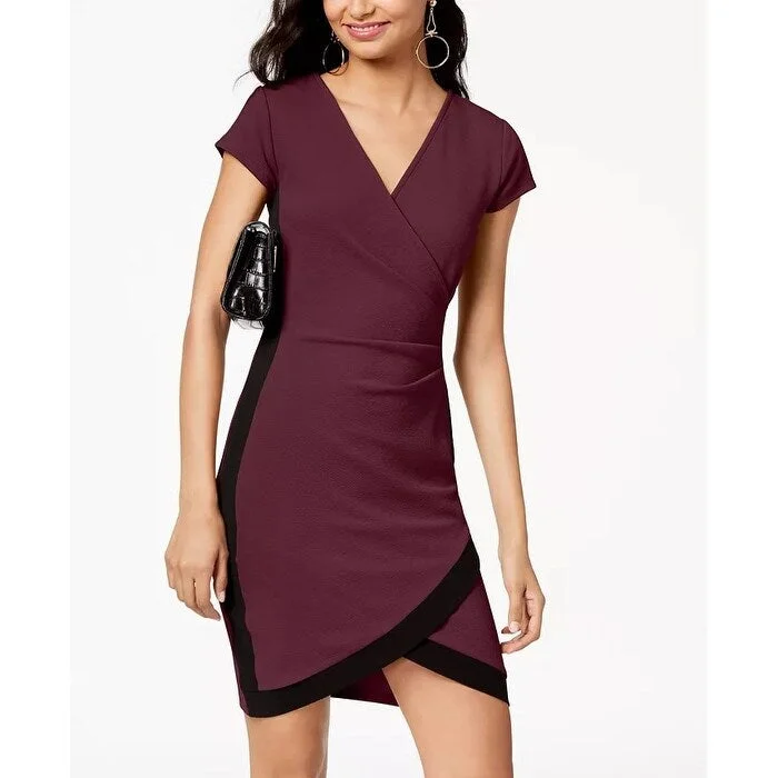 Women's Casual Swing Dresses-Crave Fame Almost Famous Juniors' Wrap Bodycon New Purple Size S - Small