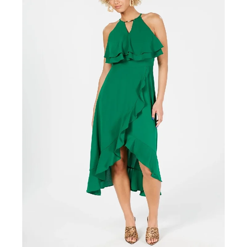 Women's Casual Work Dresses-Kensie Women's Ruffled Popover Dress Green Size 6