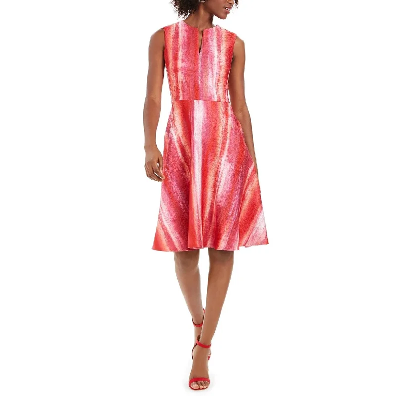 Women's Casual Fit-and-Flare Dresses-N Natori Women's Printed A Line Dress Bright Pink Size 6